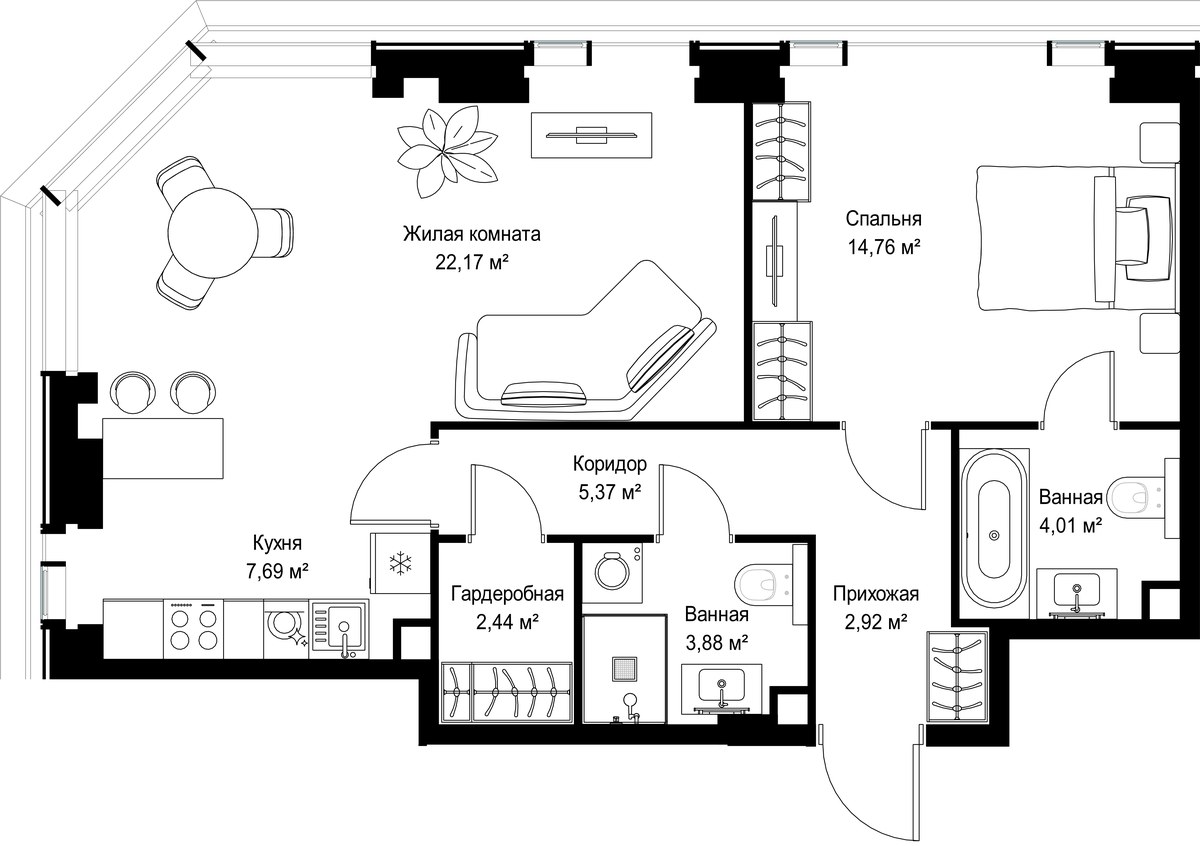 Планировка 63.24 м²