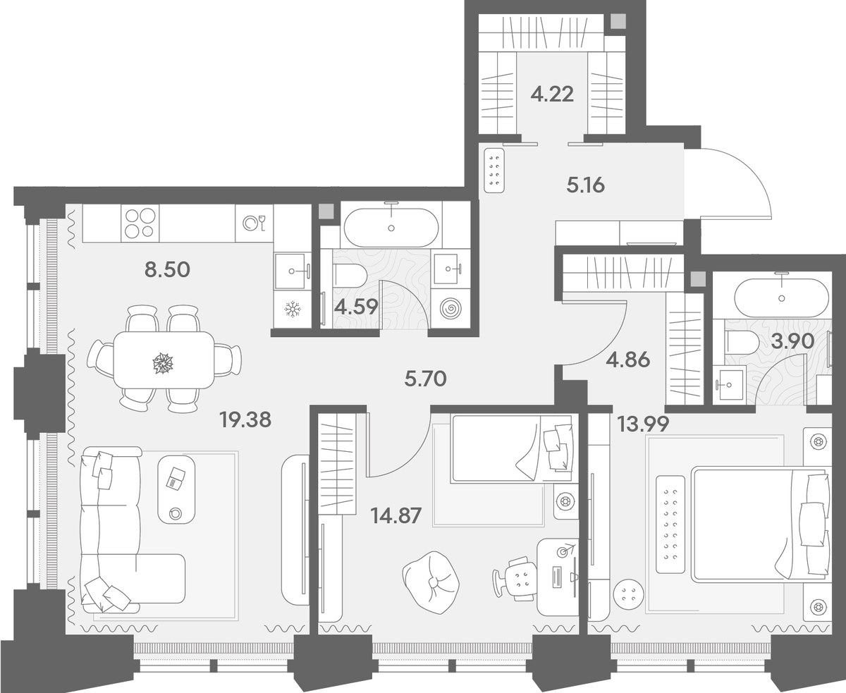 Планировка 85.17 м²