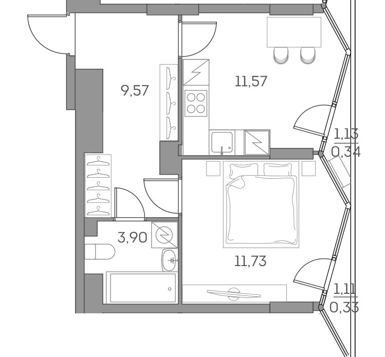 Планировка 37.44 м²