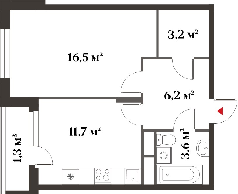 Планировка 41.0 м²