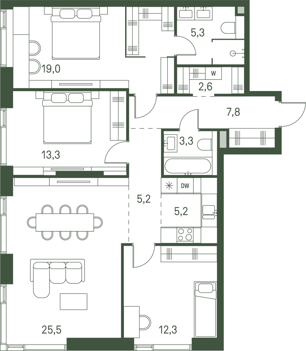 Планировка 99.5 м²