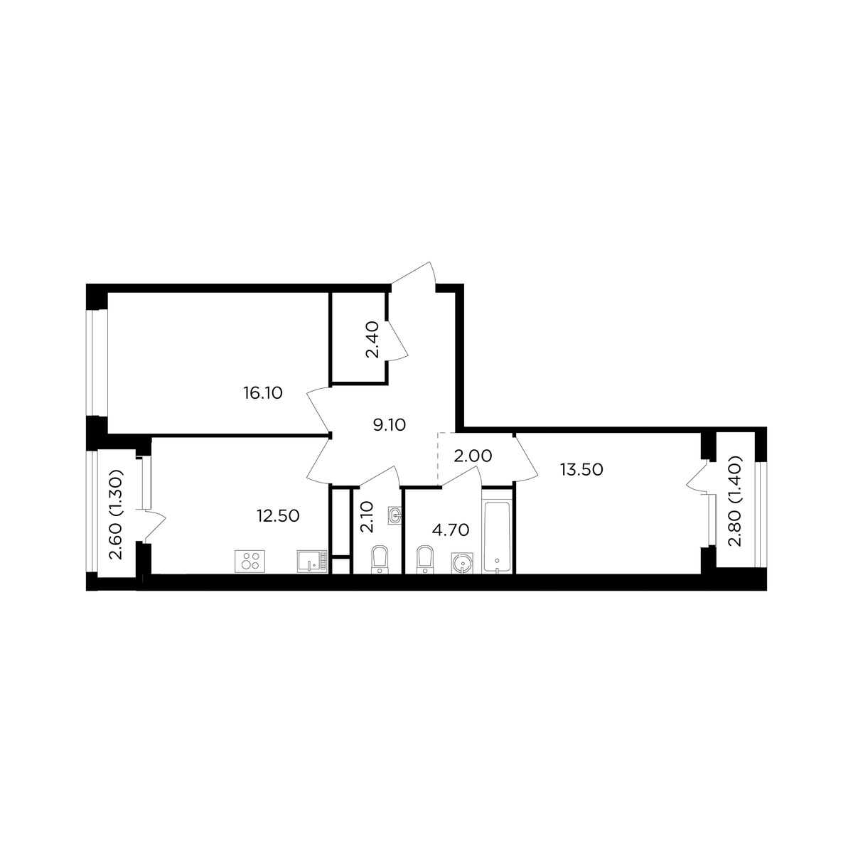 Планировка 65.1 м²