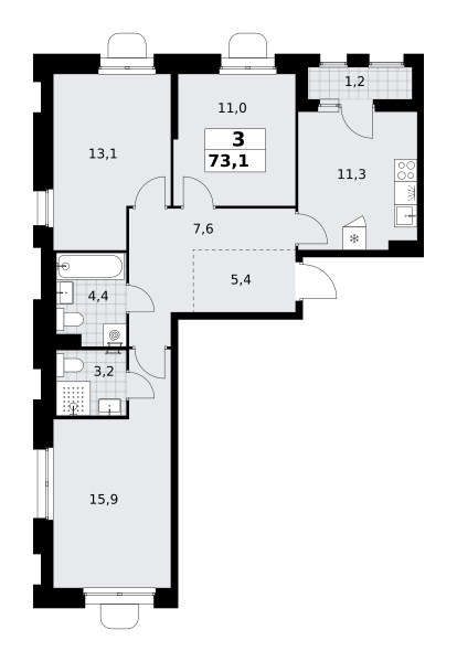 Планировка 73.1 м²