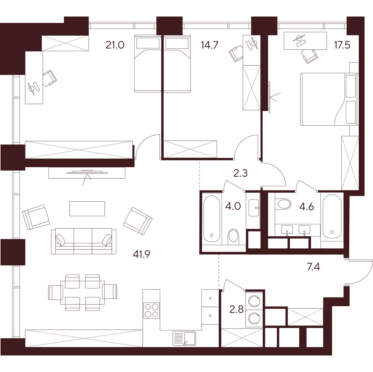 Планировка 116.2 м²