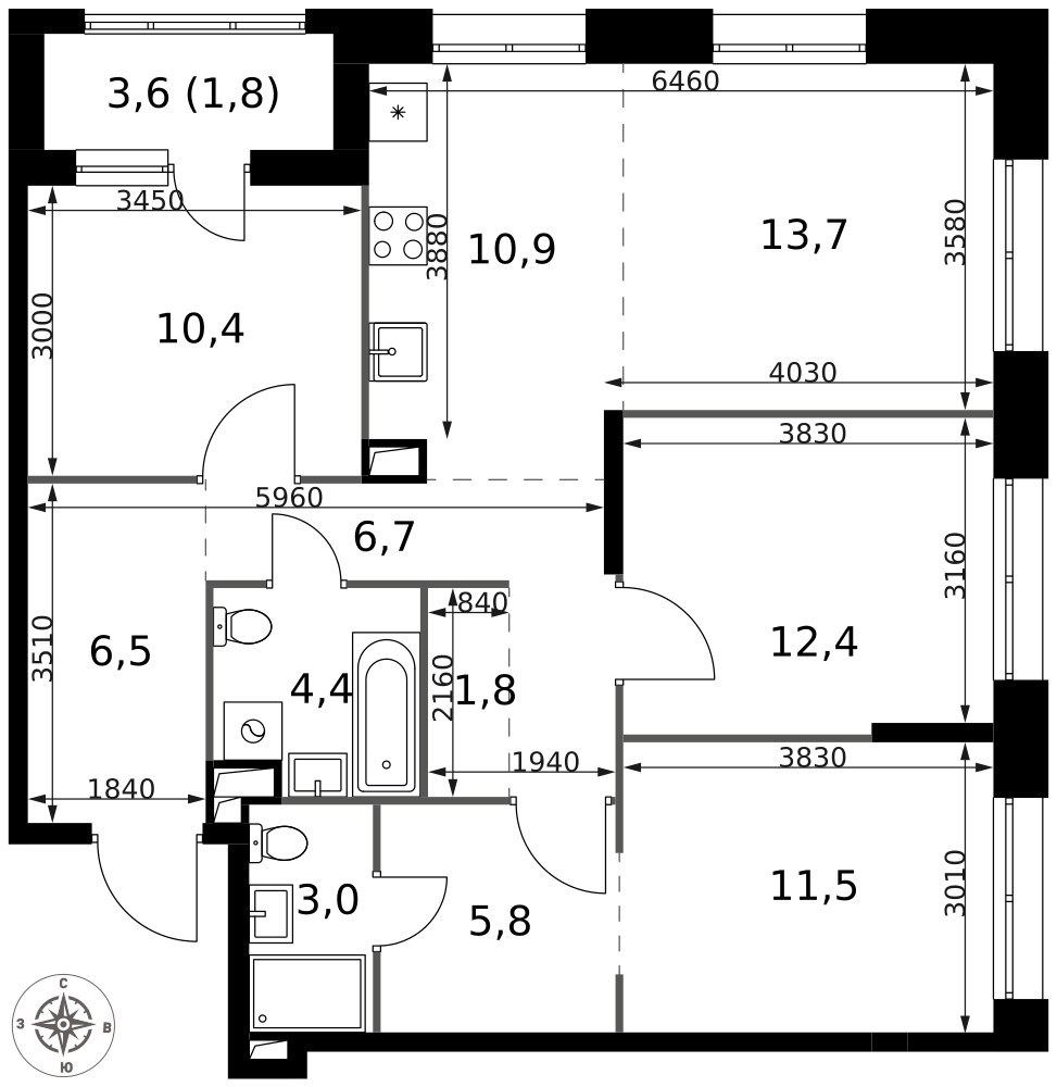 Планировка 88.9 м²