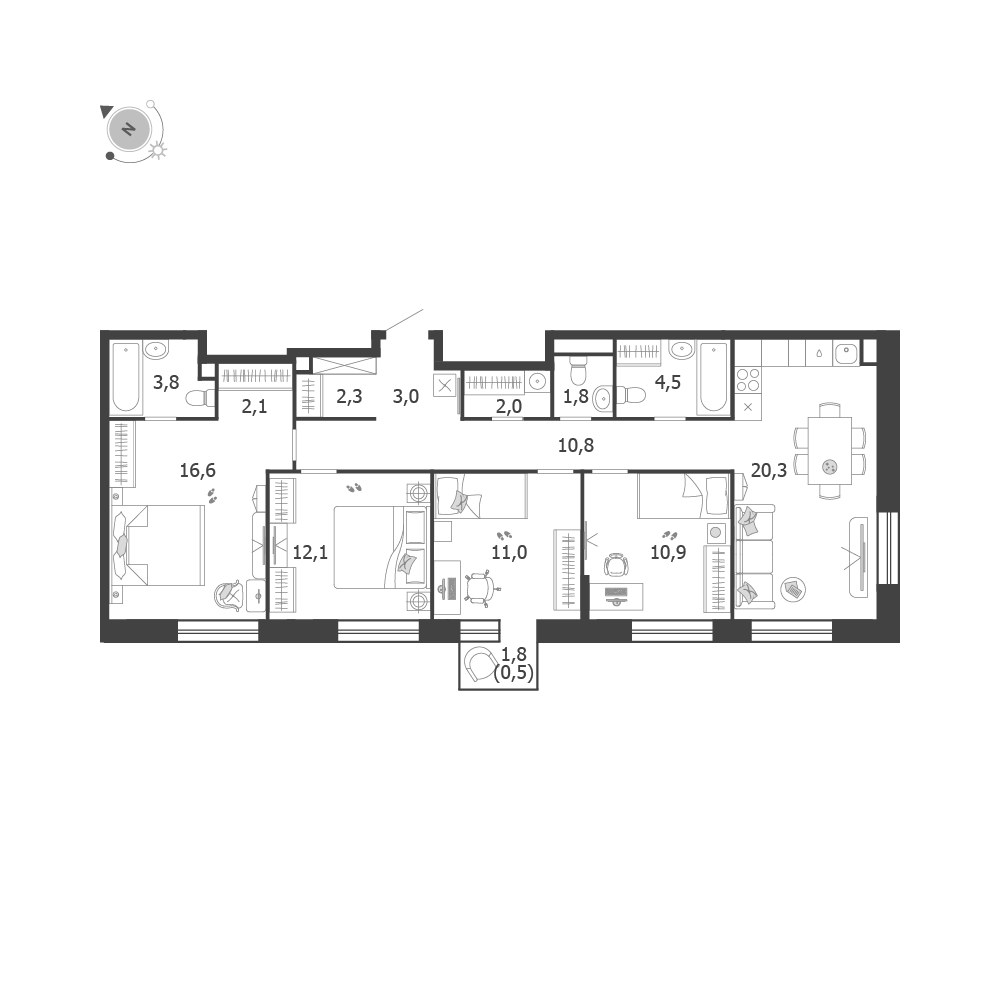 Планировка 101.7 м²