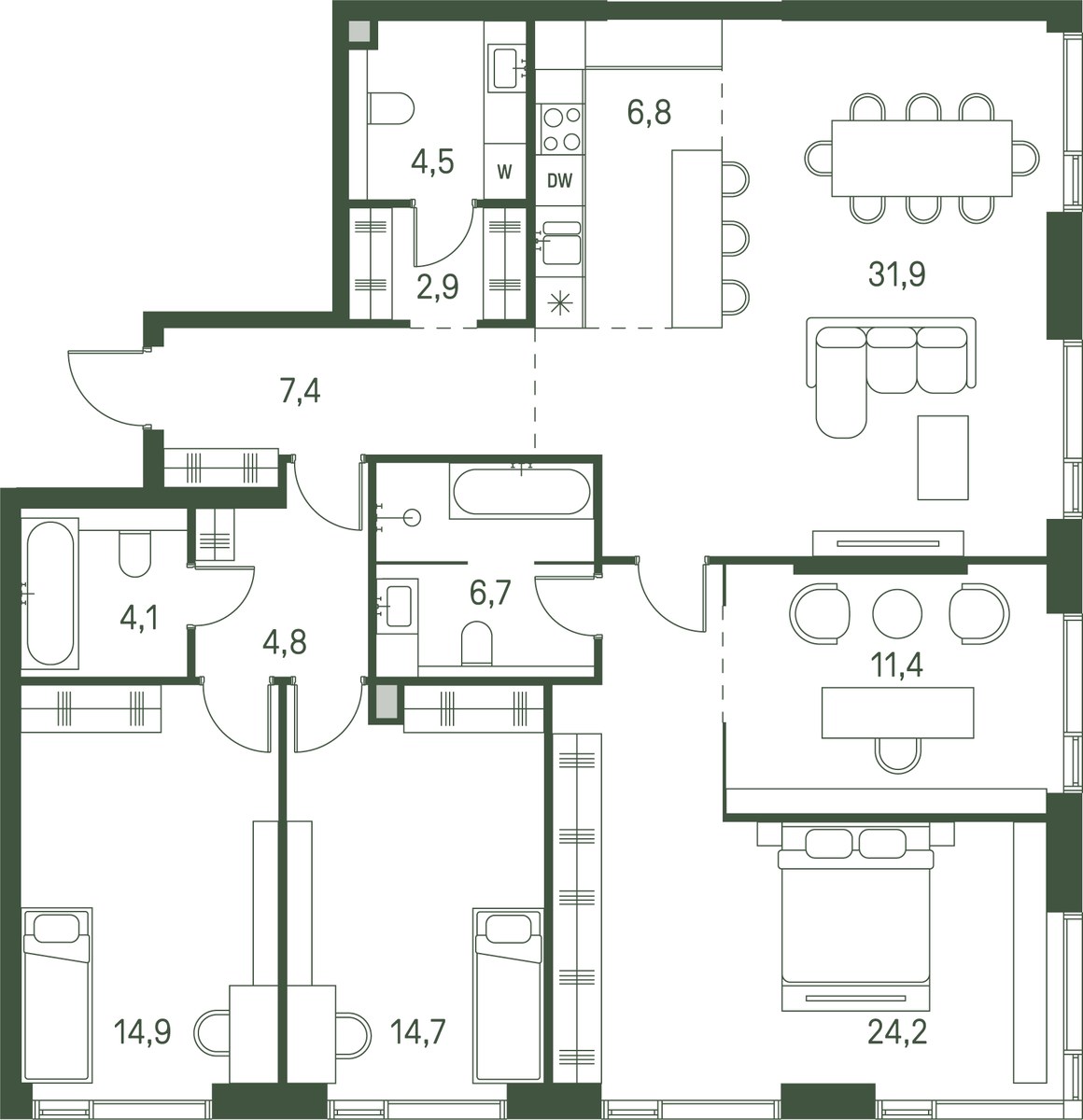Планировка 134.3 м²