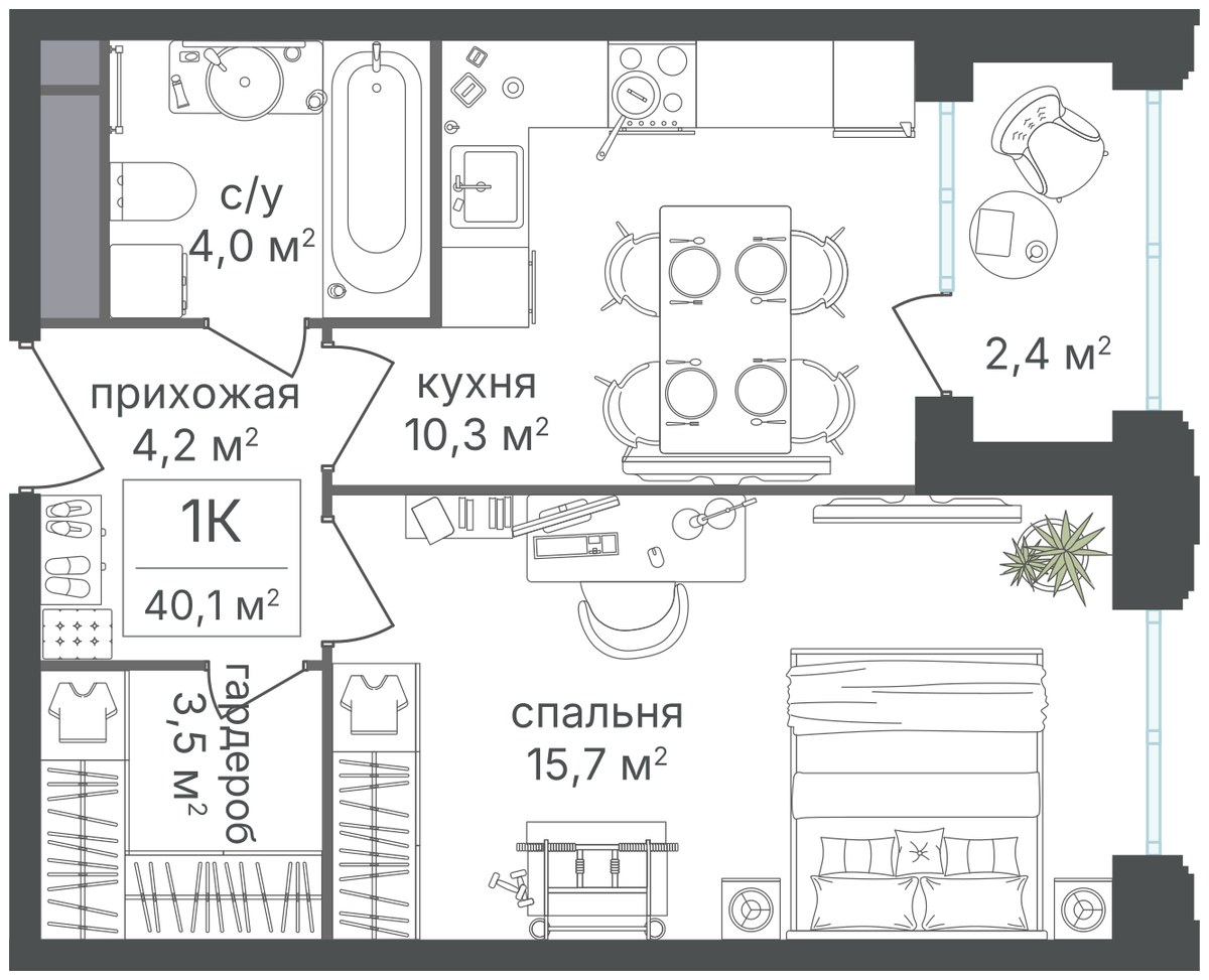 Планировка 25.1 м²
