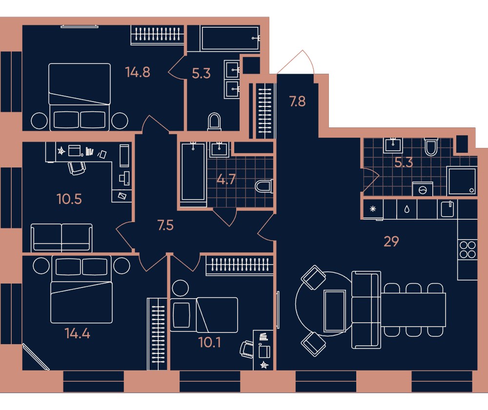 Планировка 109.4 м²
