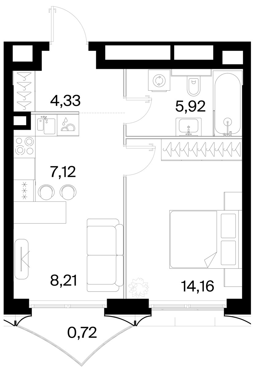 Планировка 40.46 м²