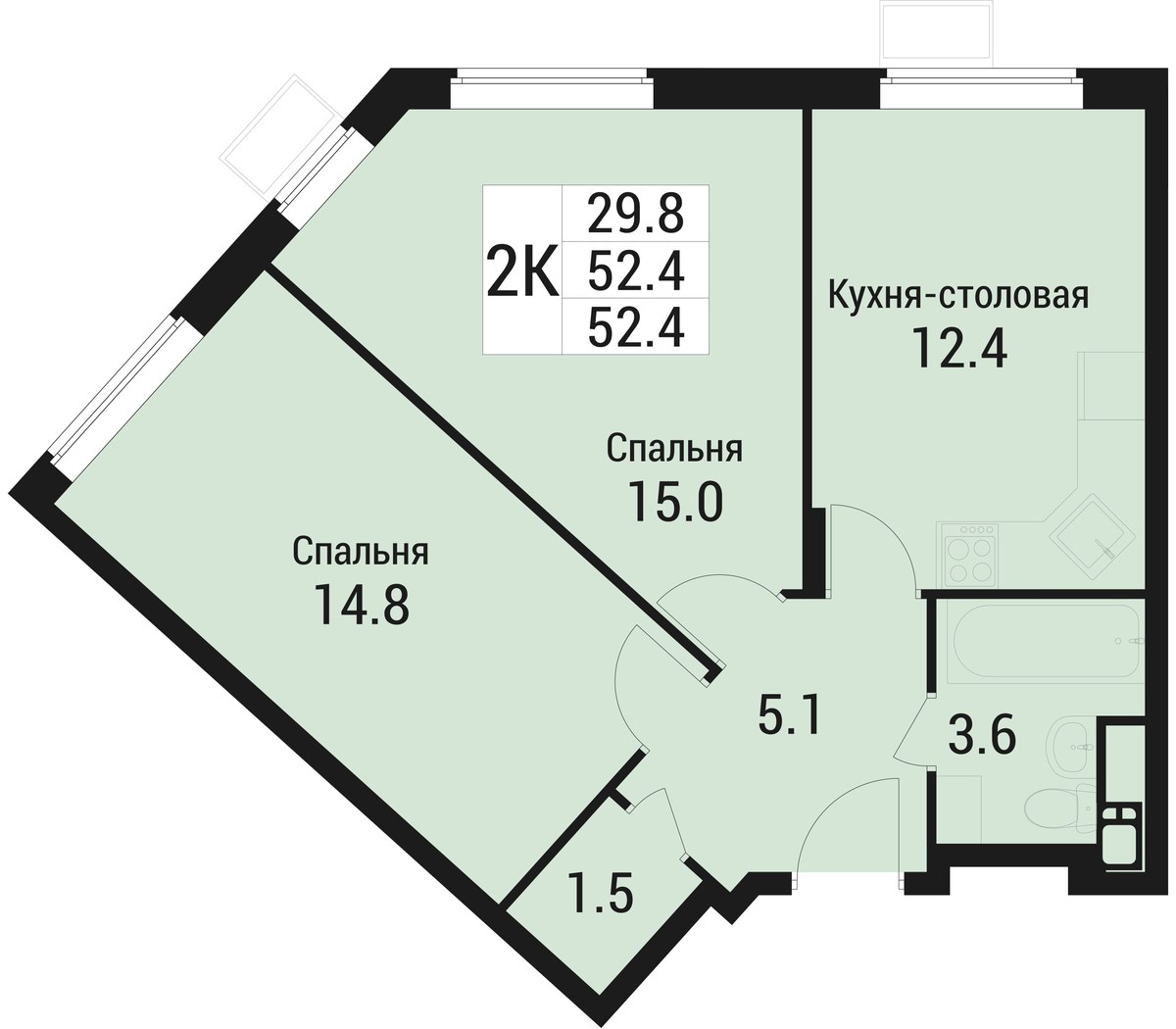 Планировка 52.4 м²