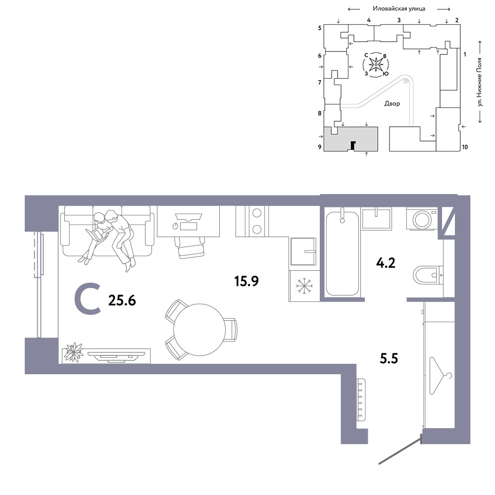 Планировка 25.6 м²