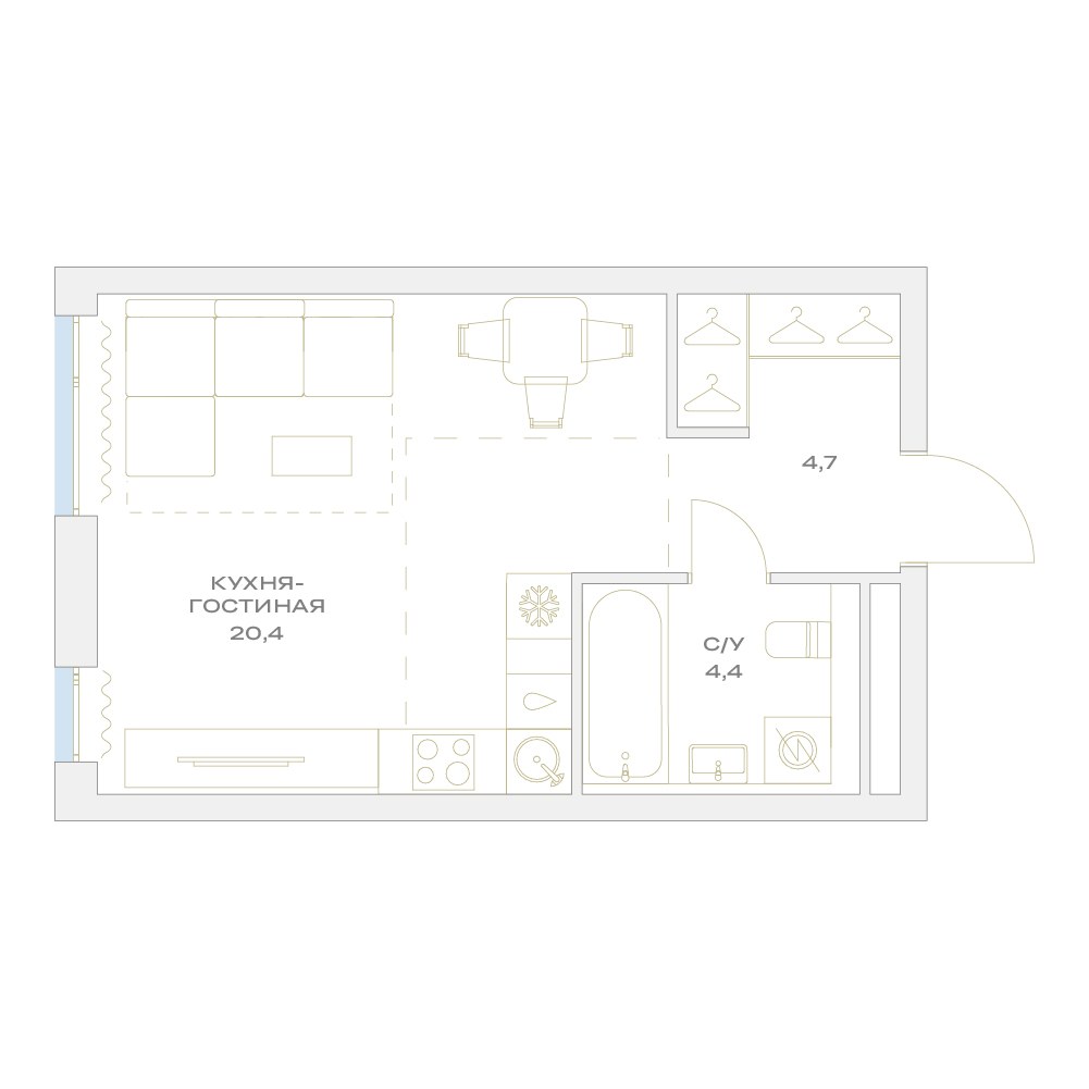Планировка 29.5 м²