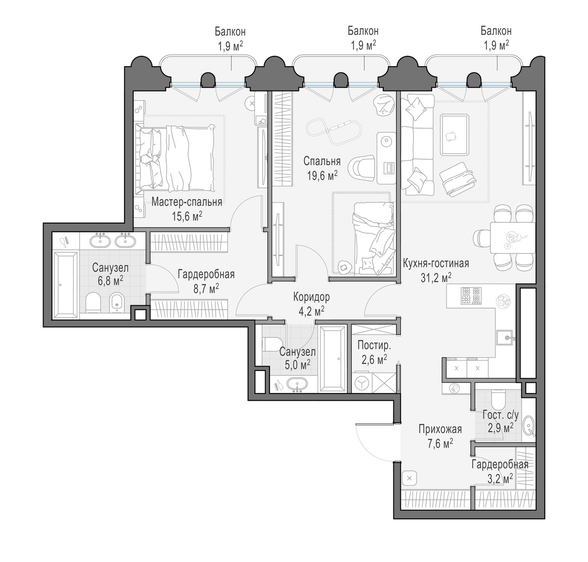 Планировка 109.2 м²