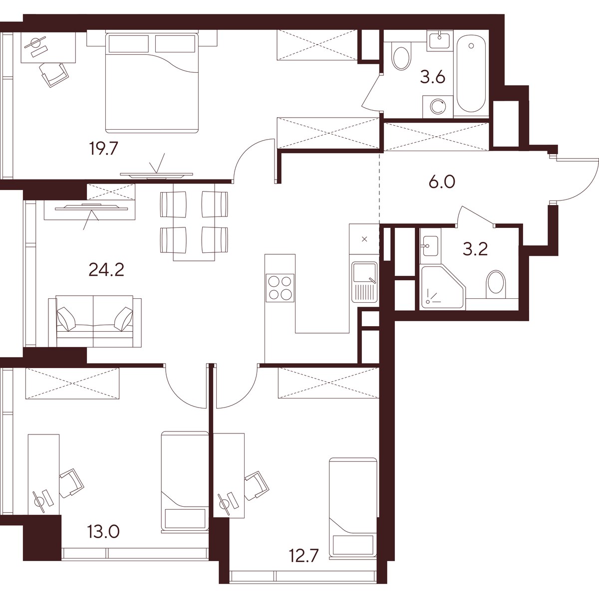 Планировка 82.4 м²