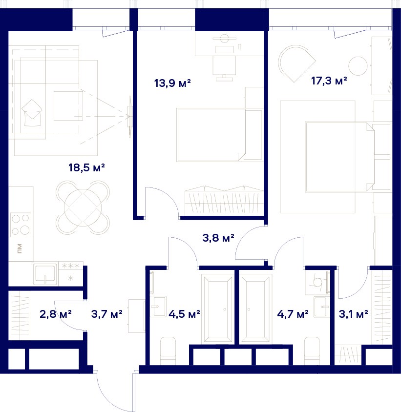Планировка 72.3 м²