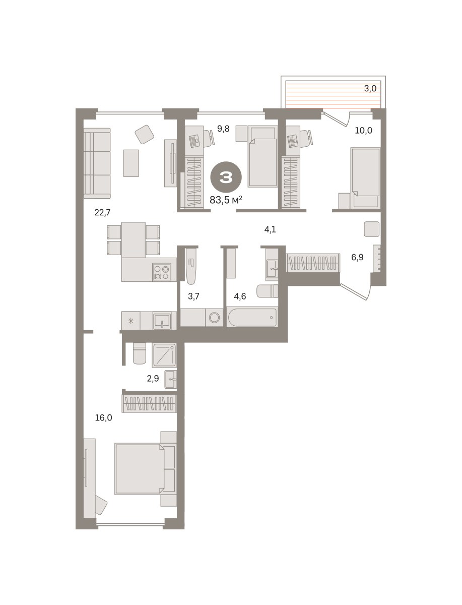 Планировка 83.53 м²