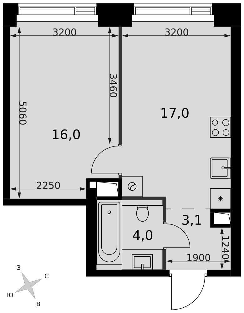 Планировка 40.1 м²