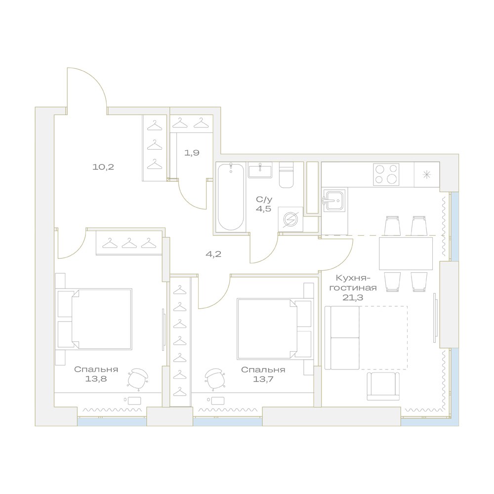 Планировка 69.6 м²