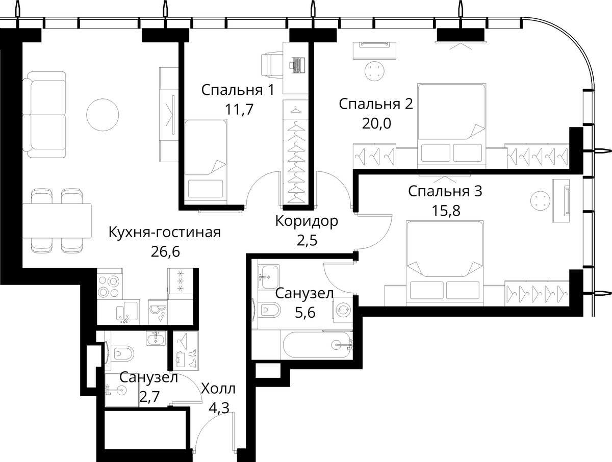 Планировка 89.2 м²