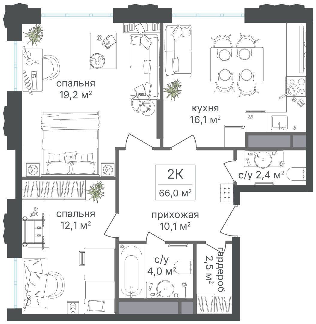 Планировка 66.0 м²