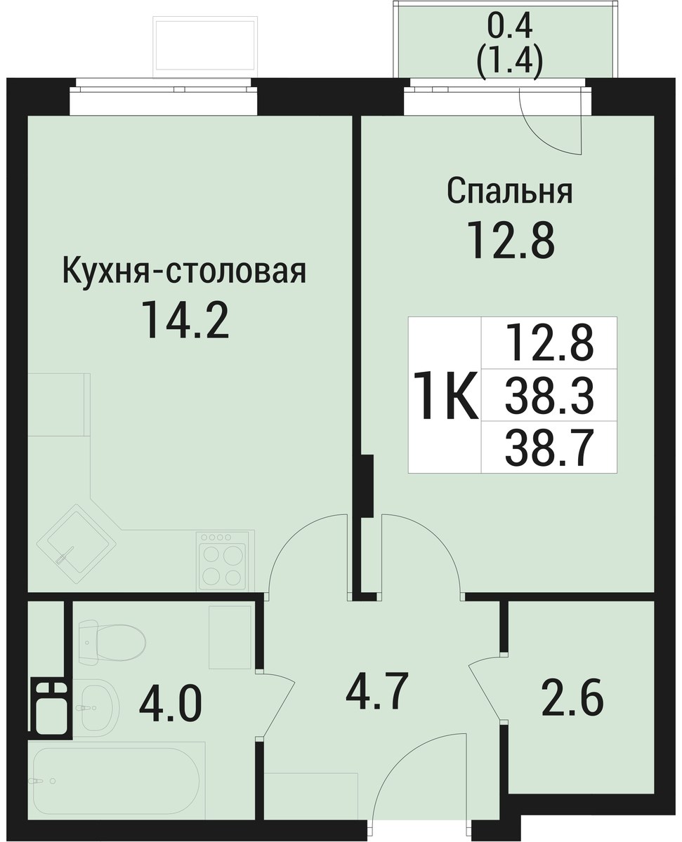 Планировка 38.7 м²