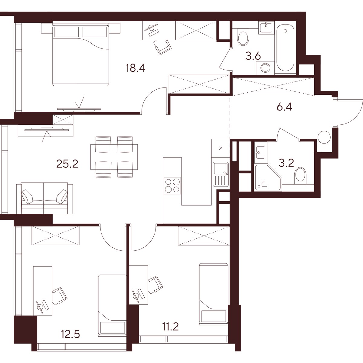 Планировка 80.5 м²