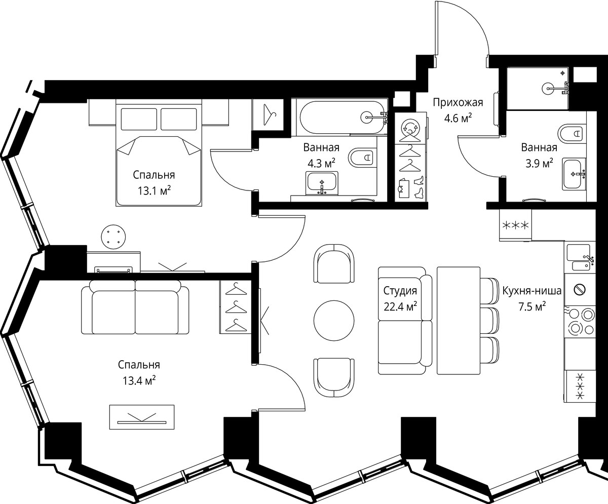 Планировка 69.2 м²