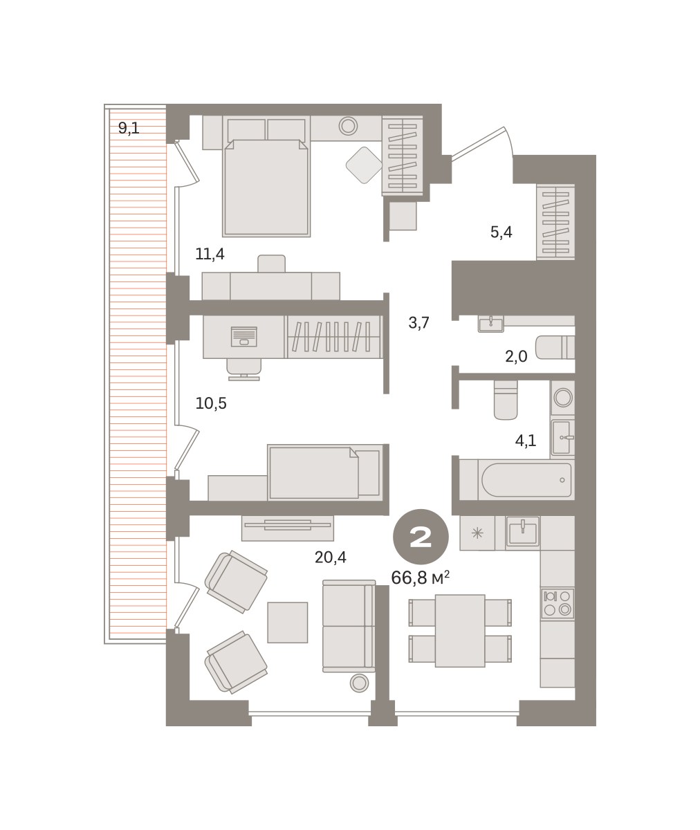 Планировка 67.7 м²