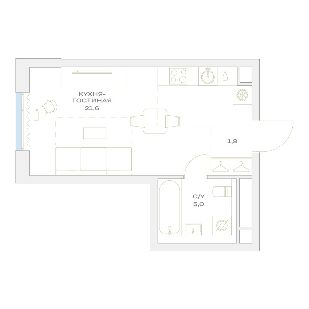 Планировка 28.5 м²