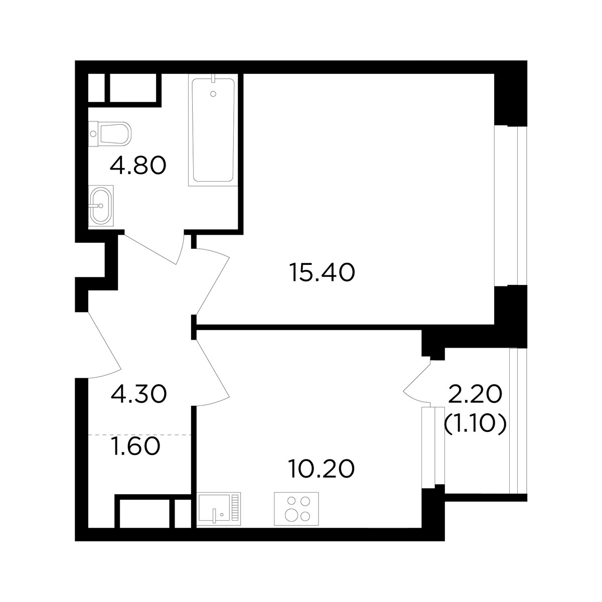 Планировка 37.4 м²