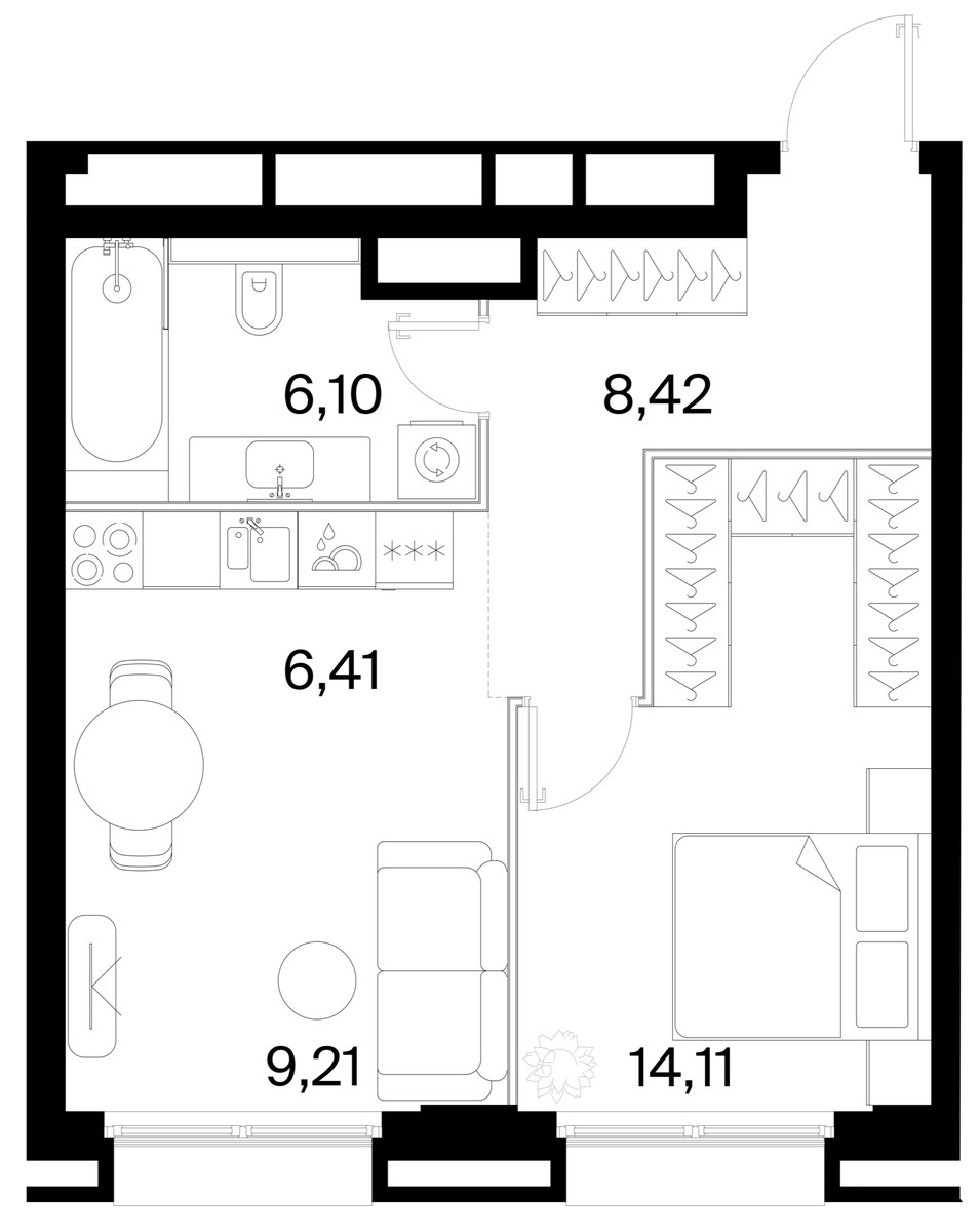 Планировка 44.25 м²