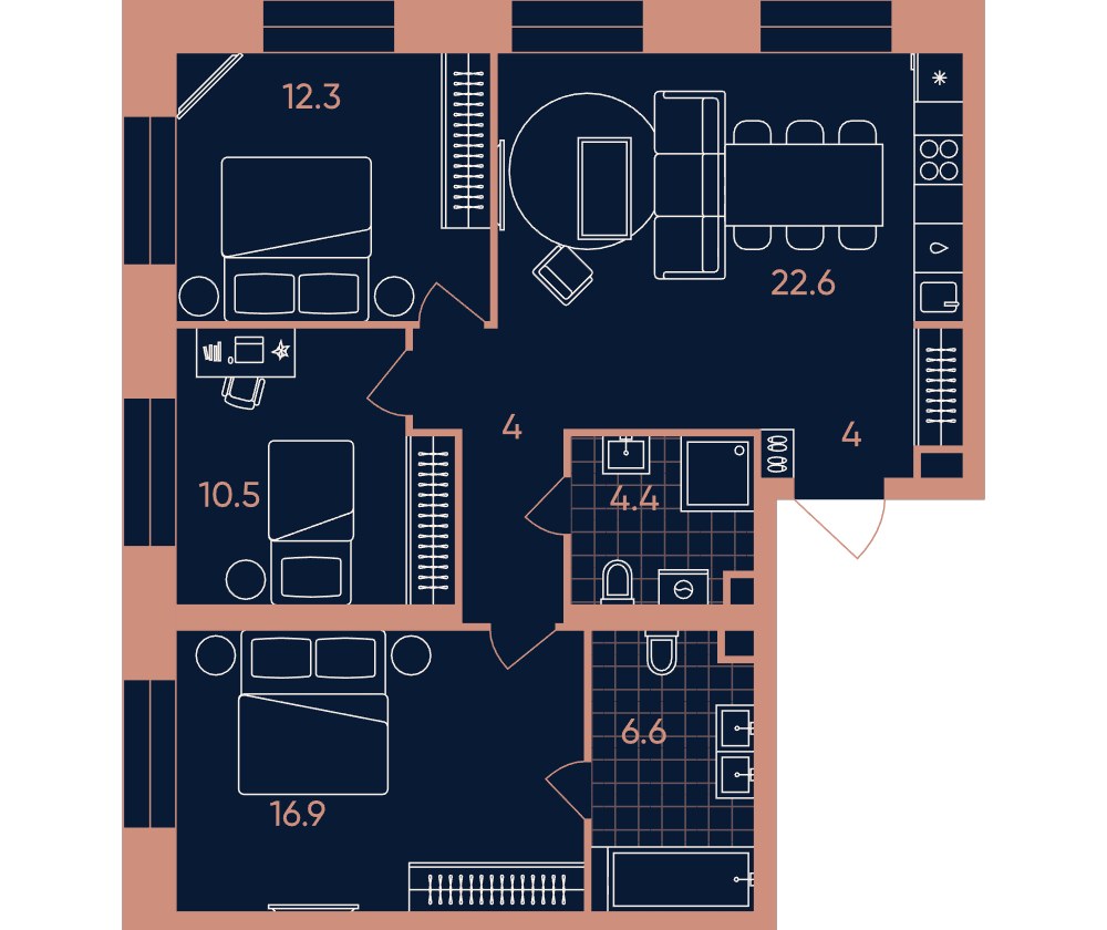 Планировка 81.3 м²