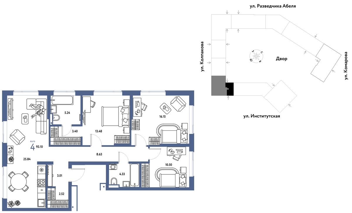 Планировка 93.1 м²