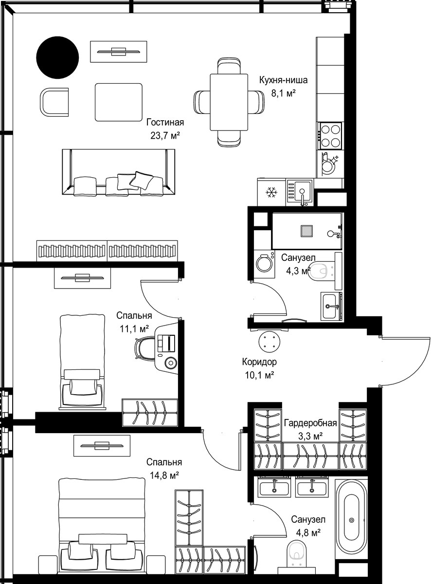 Планировка 80.2 м²