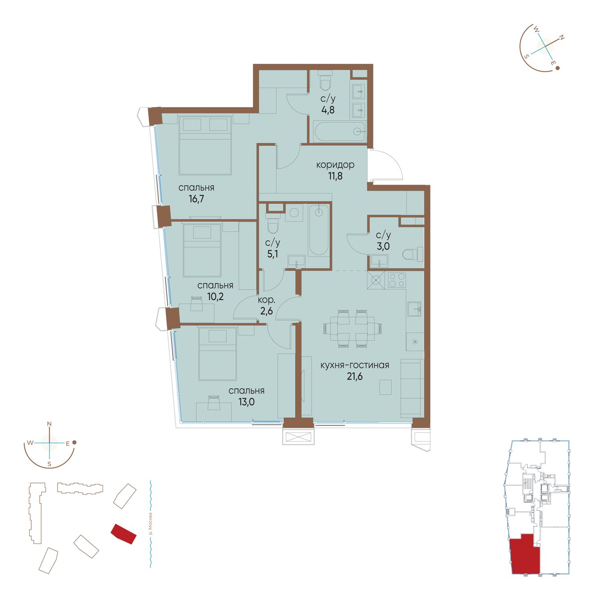 Планировка 88.8 м²