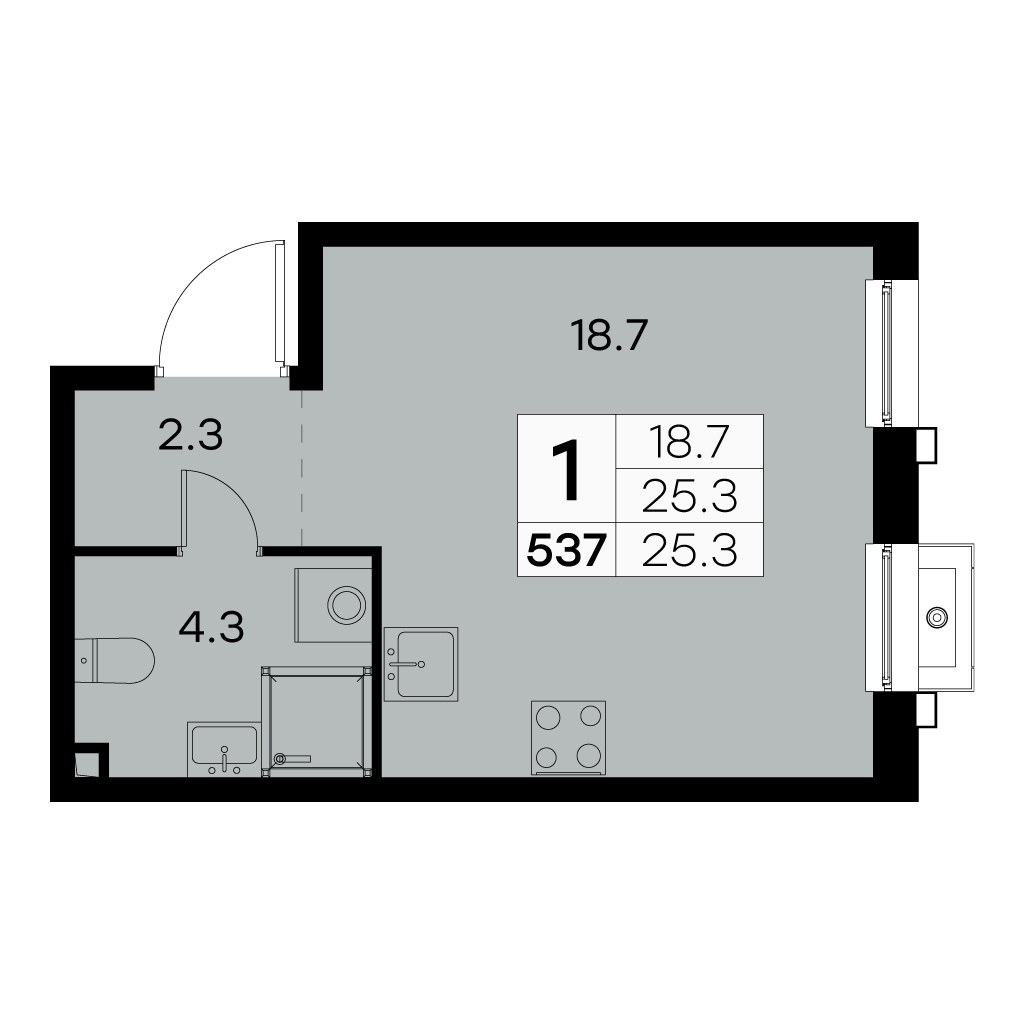 Планировка 25.3 м²