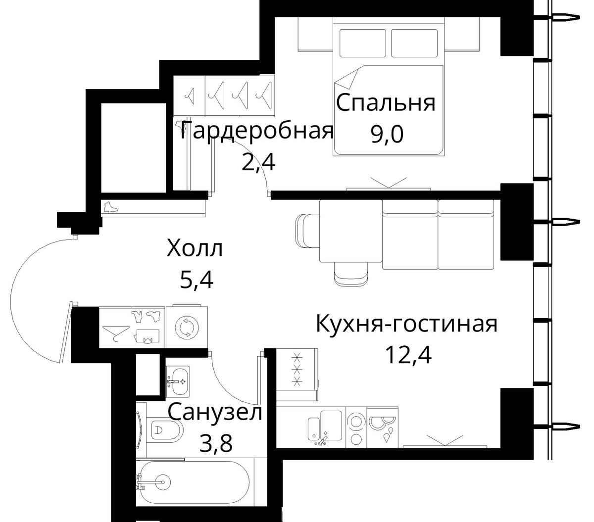Планировка 33.0 м²