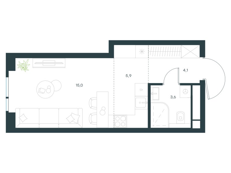 Планировка 28.6 м²