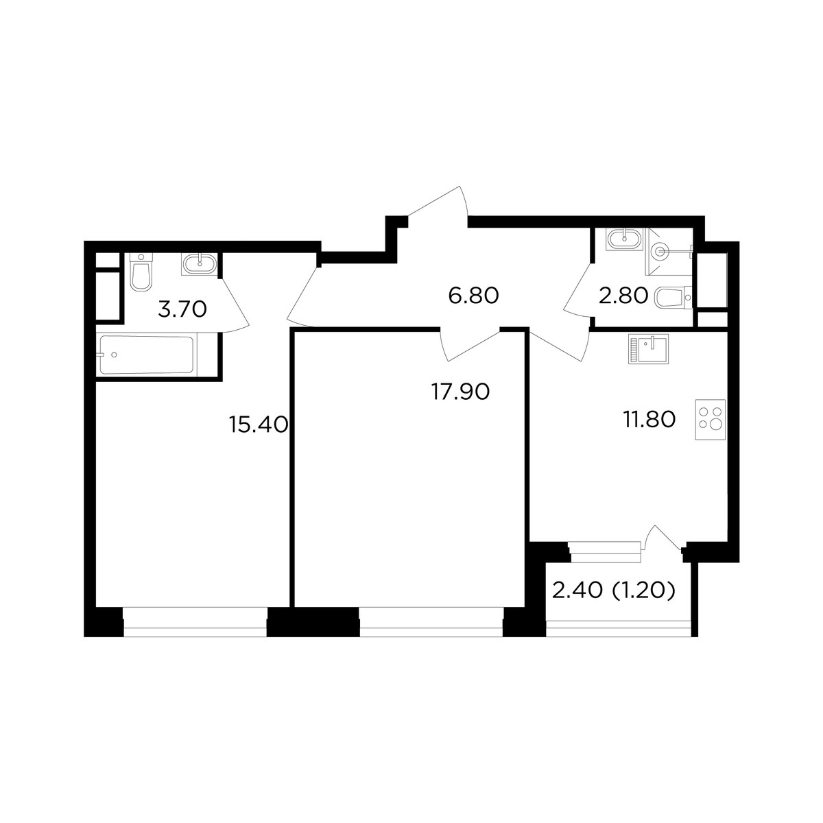 Планировка 59.6 м²