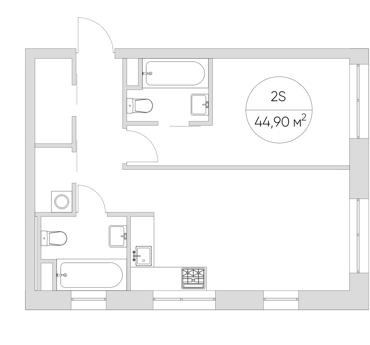 Планировка 44.9 м²