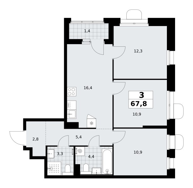 Планировка 67.8 м²