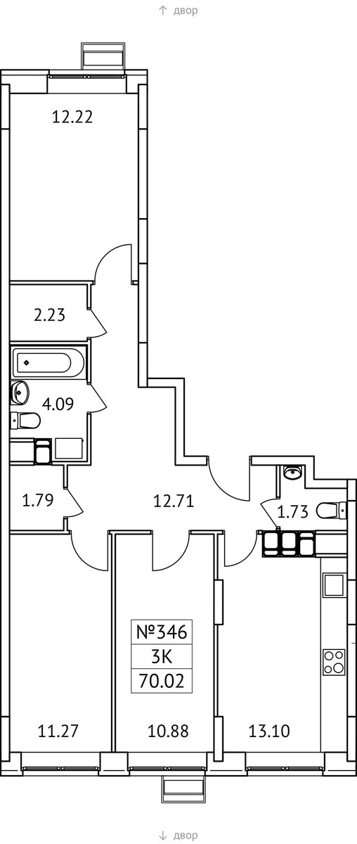 Планировка 70.02 м²