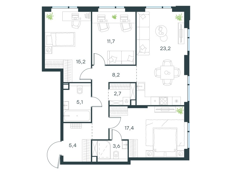 Планировка 92.5 м²