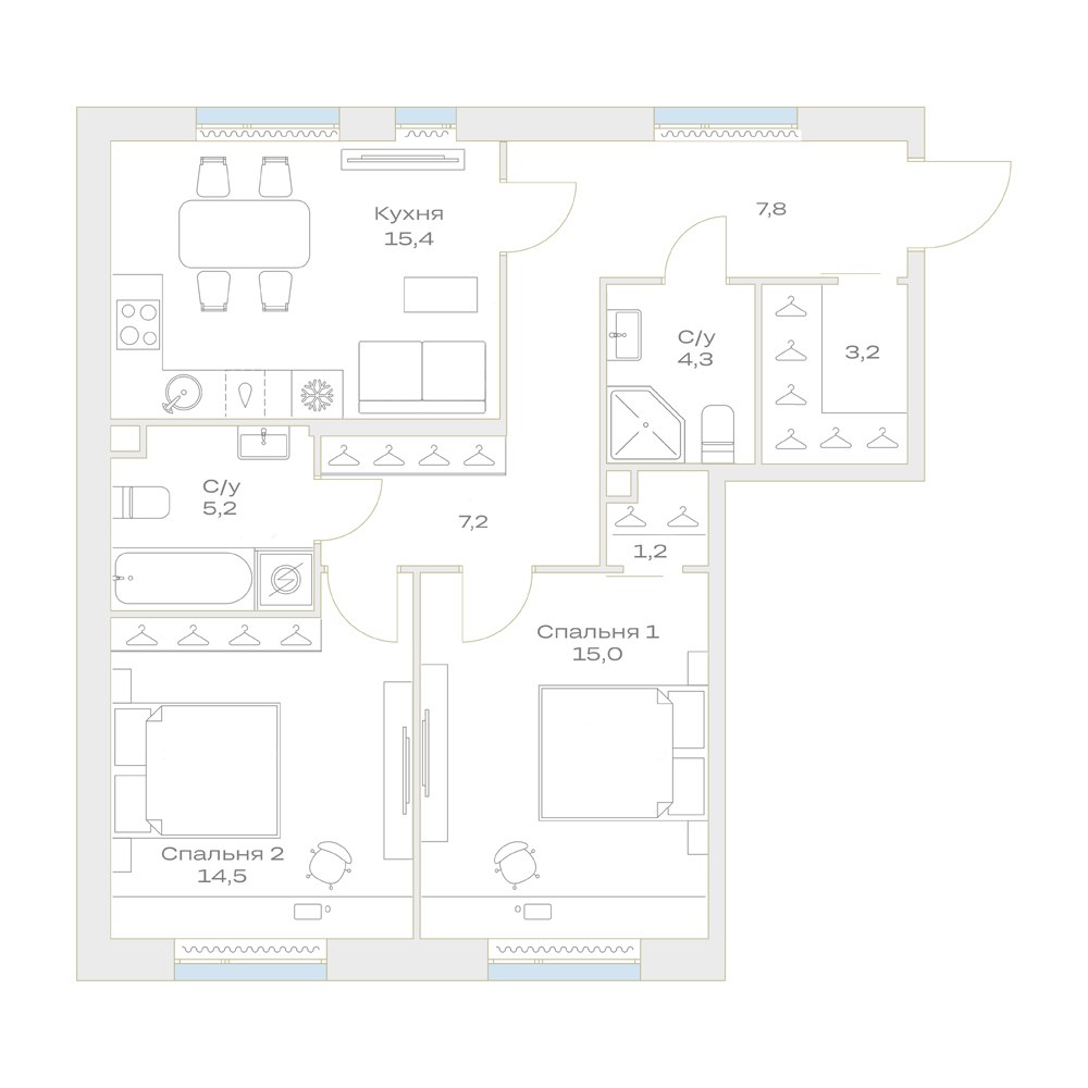 Планировка 73.7 м²