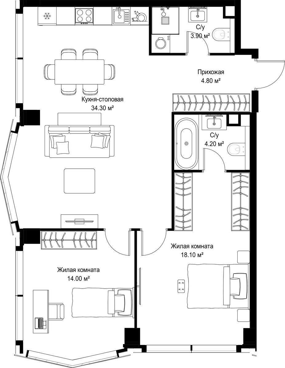 Планировка 79.3 м²