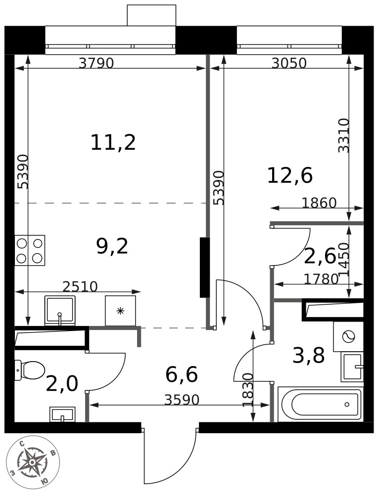 Планировка 48.0 м²