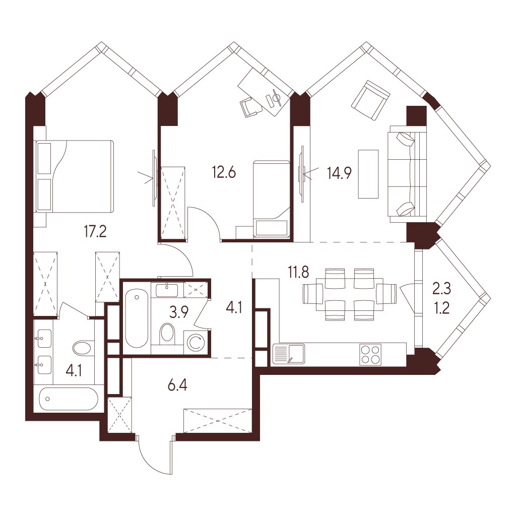 Планировка 76.2 м²