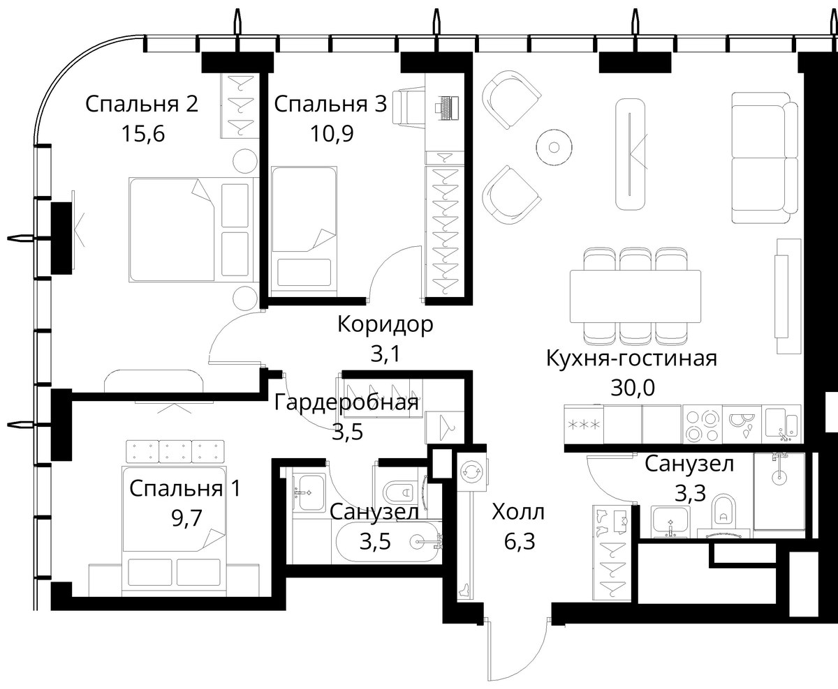 Планировка 85.9 м²