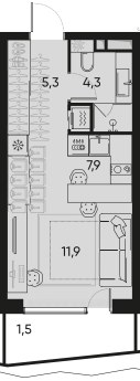 Планировка 29.9 м²